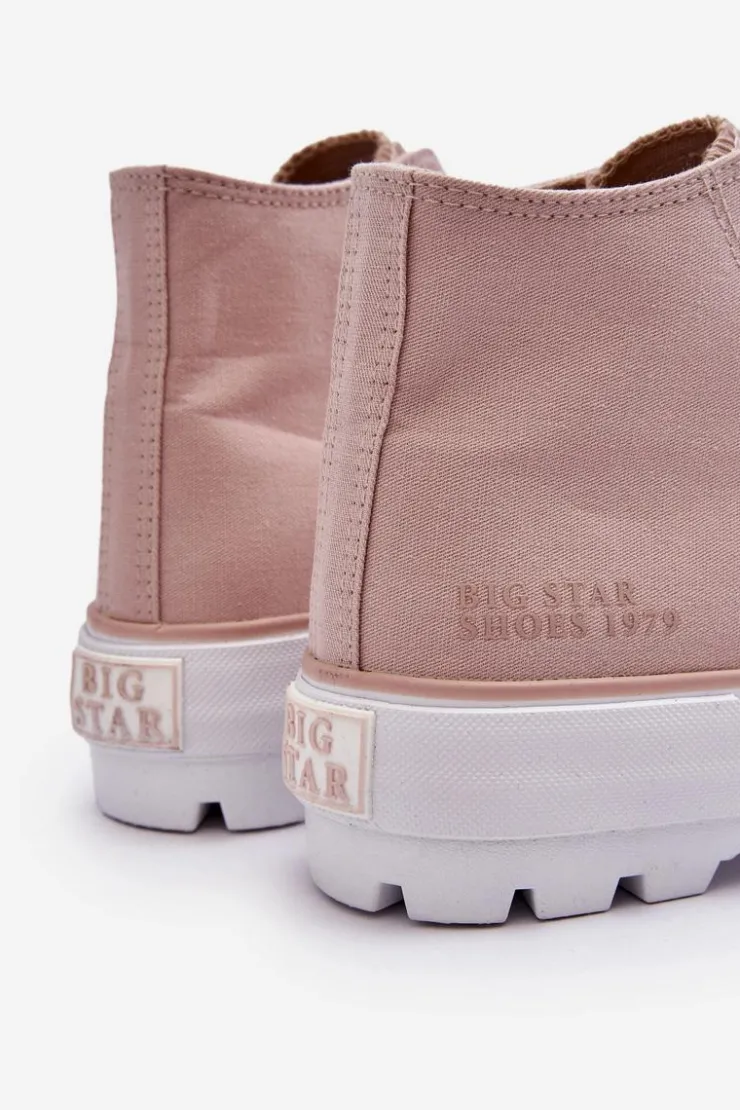 Clearance Big Star Shoes Wysokie Materiałowe Trampki Na Platformie Big Star LL274157 Nude Różowy