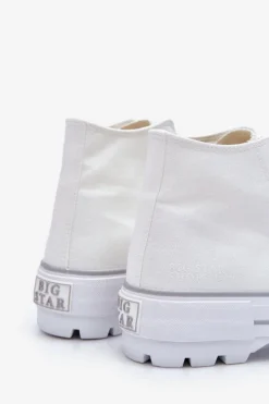 Best Big Star Shoes Wysokie Materiałowe Trampki Na Platformie Big Star LL274156 Białe Biały