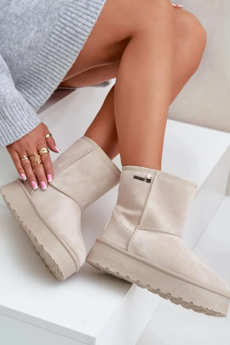 Discount Big Star Shoes Wysokie Śniegowce Damskie Na Platformie Big Star OO274897 Jasnobeżowe Beżowy