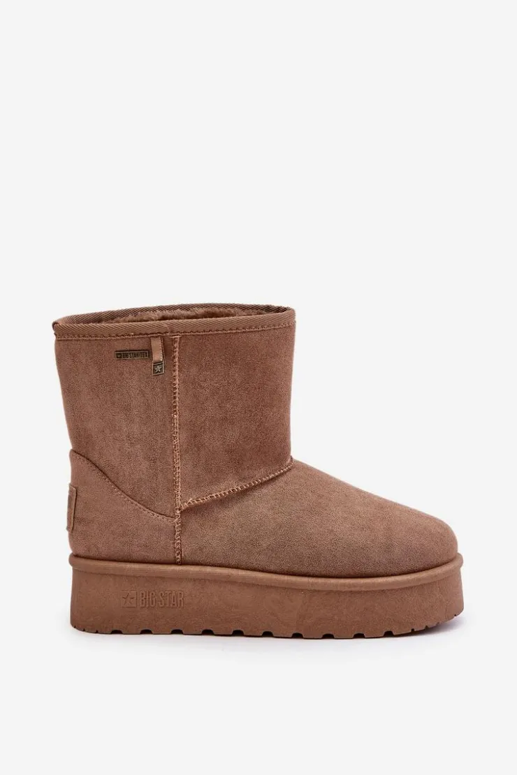 Damskie Big Star Shoes Wysokie Śniegowce Damskie Na Platformie Big Star OO274A097 Beżowe