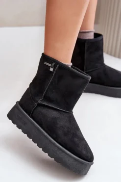 Big Star Shoes Śniegowce Damskie*Wysokie Śniegowce Damskie Na Platformie Big Star OO274898 Czarne Czarny