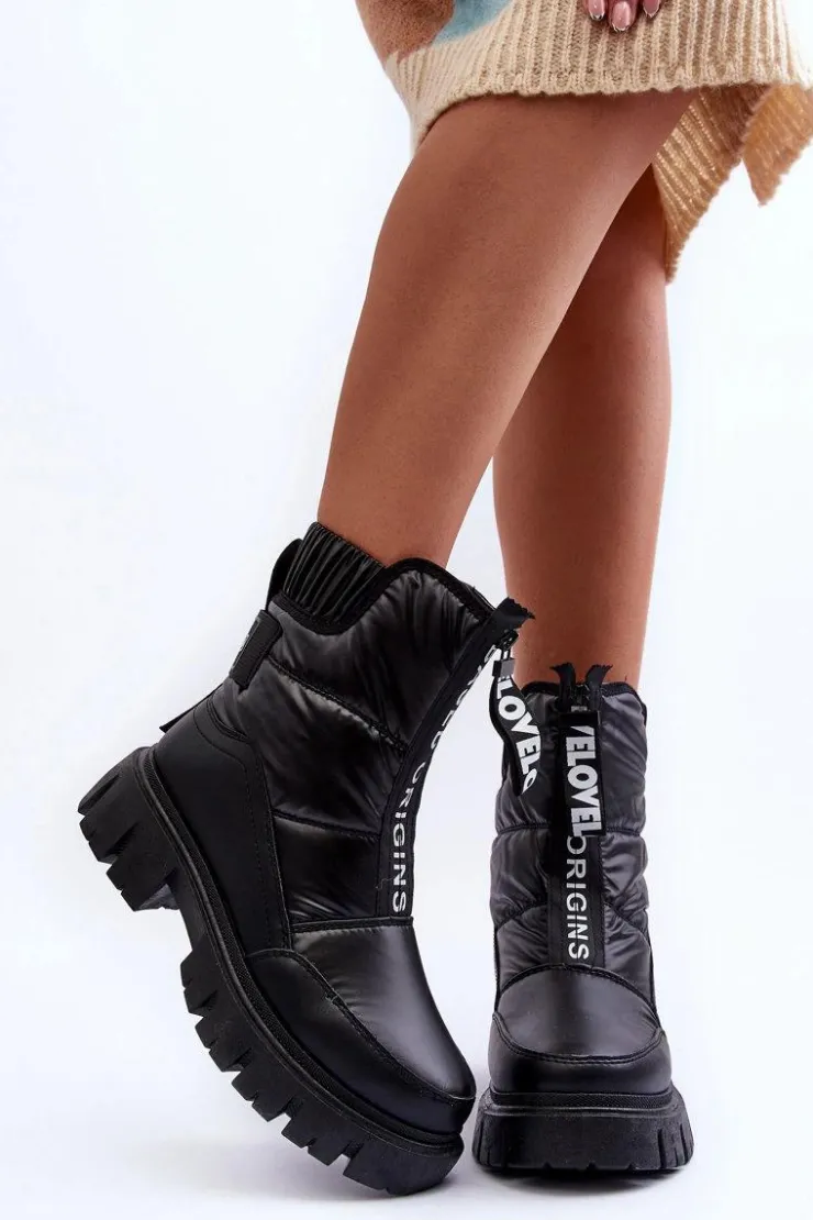 Damskie Evento Wysokie Śniegowce Damskie Ocieplane Czarne Freoc