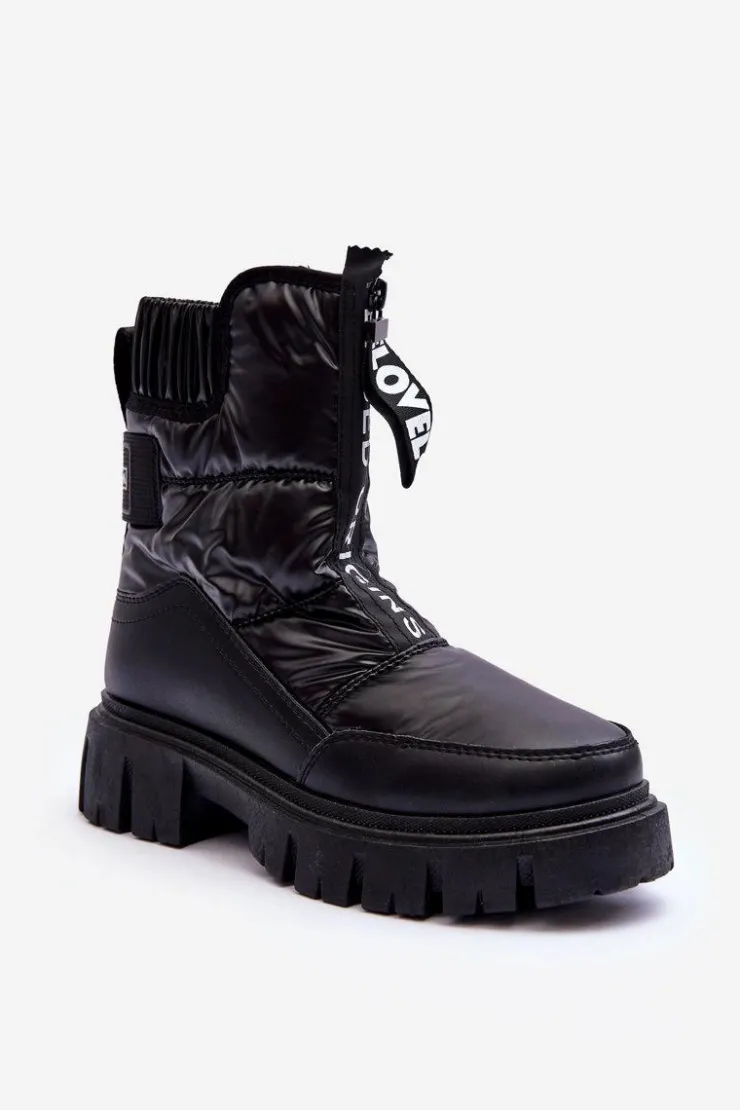 Damskie Evento Wysokie Śniegowce Damskie Ocieplane Czarne Freoc