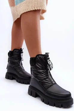 Damskie Evento Wysokie Śniegowce Damskie Ocieplane Czarne Freoc