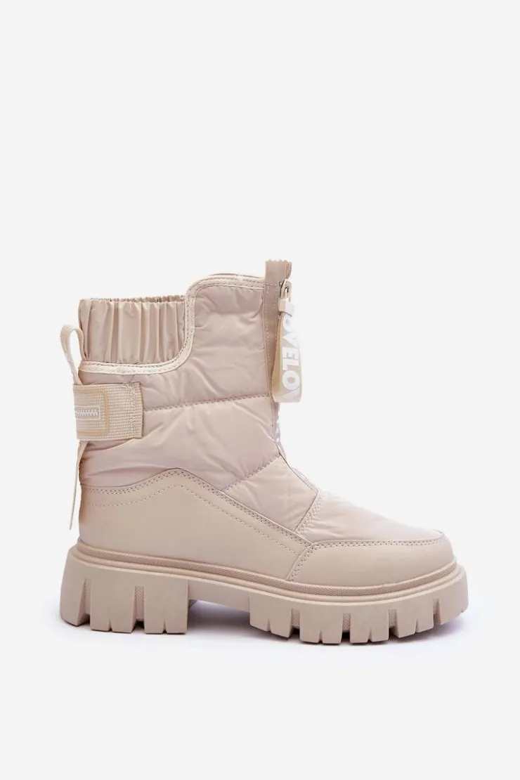 Outlet Evento Wysokie Śniegowce Damskie Ocieplane Beżowe Freoc