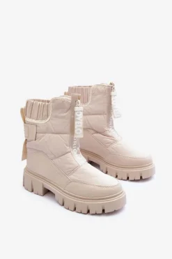Outlet Evento Wysokie Śniegowce Damskie Ocieplane Beżowe Freoc
