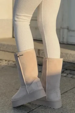 Damskie Big Star Shoes Wysokie Śniegowce Na Platformie Big Star OO274894 Jasnobeżowe