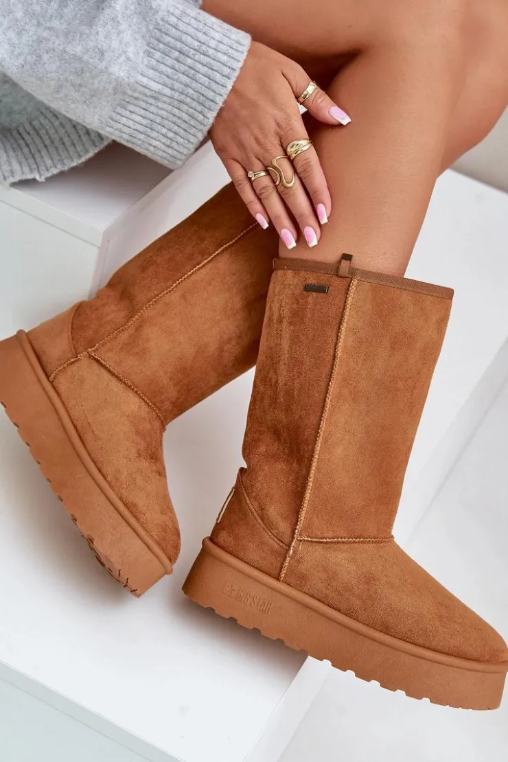 Big Star Shoes Śniegowce Damskie*Wysokie Śniegowce Na Platformie Big Star OO274893 Camel Brązowy