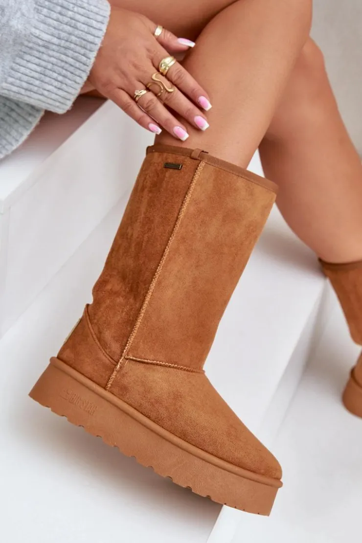 Big Star Shoes Śniegowce Damskie*Wysokie Śniegowce Na Platformie Big Star OO274893 Camel Brązowy