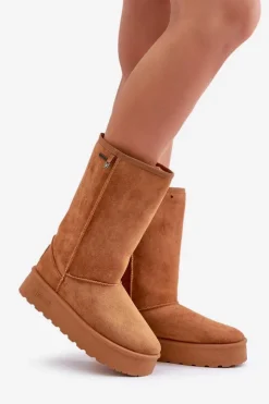 Big Star Shoes Śniegowce Damskie*Wysokie Śniegowce Na Platformie Big Star OO274893 Camel Brązowy