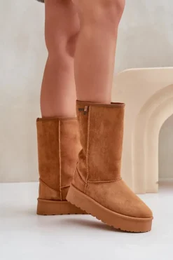 Big Star Shoes Śniegowce Damskie*Wysokie Śniegowce Na Platformie Big Star OO274893 Camel Brązowy