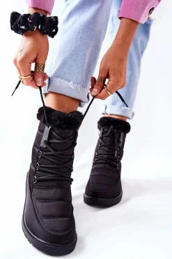 Buty damskie Vinceza Wysokie Śniegowce Z Futerkiem Czarne Haneta