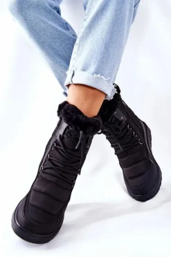 Buty damskie Vinceza Wysokie Śniegowce Z Futerkiem Czarne Haneta