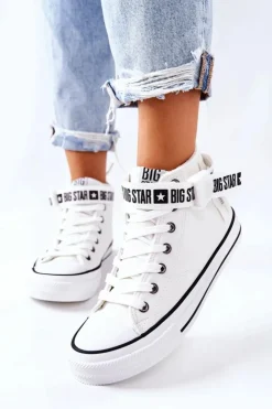 Big Star Shoes Trampki Ocieplane|Trampki Damskie Big Star*Wysokie Ocieplane Trampki Big Star GG274027 Białe Biały