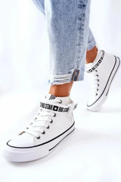 Big Star Shoes Trampki Ocieplane|Trampki Damskie Big Star*Wysokie Ocieplane Trampki Big Star GG274027 Białe Biały