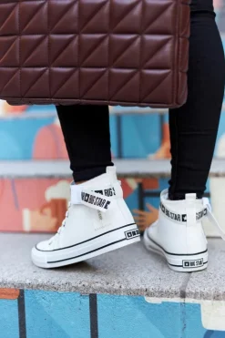 Big Star Shoes Trampki Ocieplane|Trampki Damskie Big Star*Wysokie Ocieplane Trampki Big Star GG274027 Białe Biały
