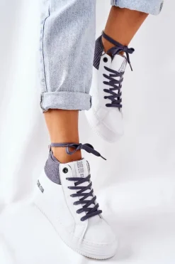 Big Star Shoes Trampki Ocieplane|Trampki Damskie Big Star*Wysokie Ocieplane Trampki Big Star II274144 Biało-Szare