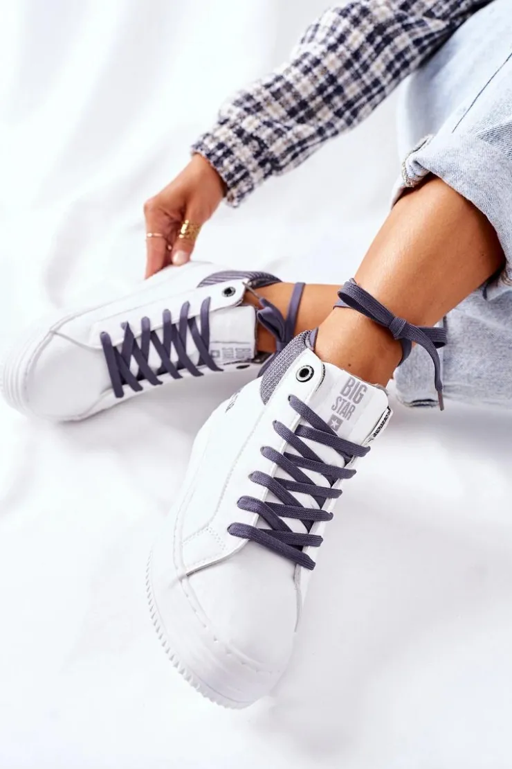 Big Star Shoes Trampki Ocieplane|Trampki Damskie Big Star*Wysokie Ocieplane Trampki Big Star II274144 Biało-Szare