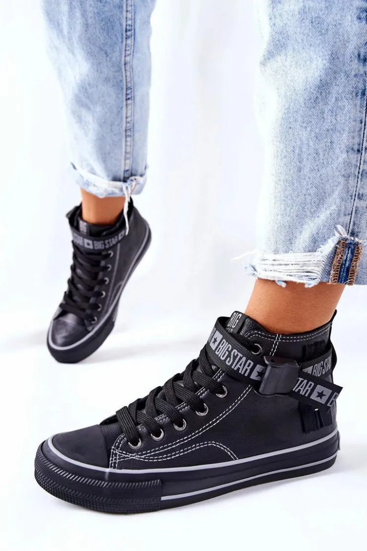 Big Star Shoes Trampki Ocieplane|Trampki Damskie Big Star*Wysokie Ocieplane Trampki Big Star GG274026 Czarne