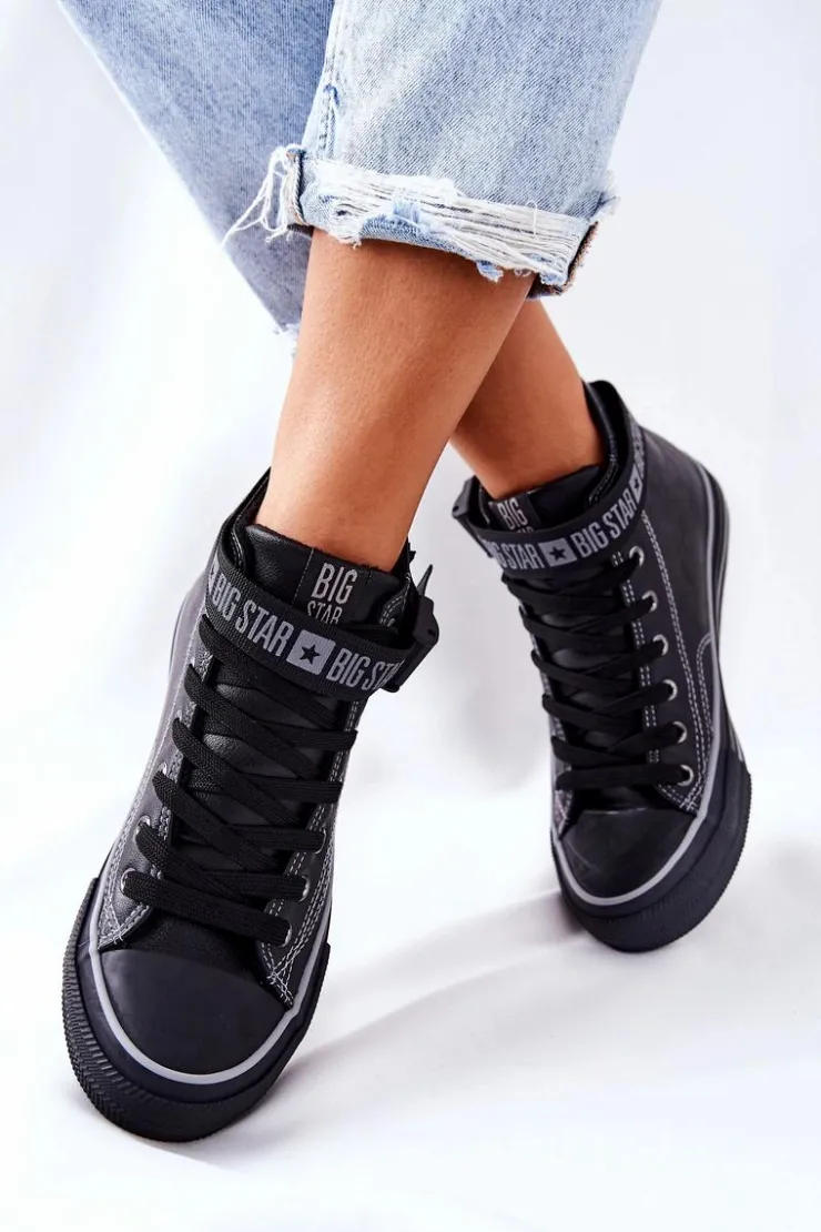 Big Star Shoes Trampki Ocieplane|Trampki Damskie Big Star*Wysokie Ocieplane Trampki Big Star GG274026 Czarne