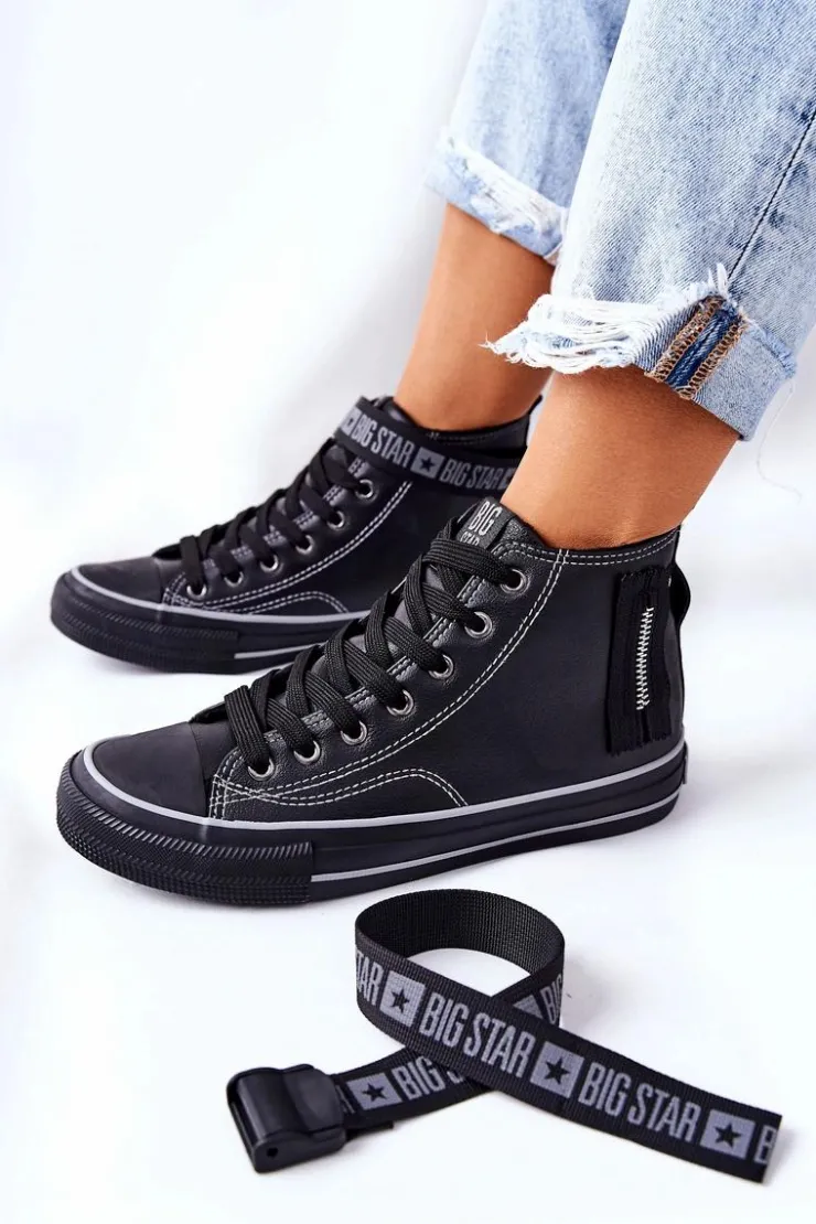 Big Star Shoes Trampki Ocieplane|Trampki Damskie Big Star*Wysokie Ocieplane Trampki Big Star GG274026 Czarne