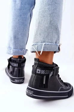 Big Star Shoes Trampki Ocieplane|Trampki Damskie Big Star*Wysokie Ocieplane Trampki Big Star GG274026 Czarne