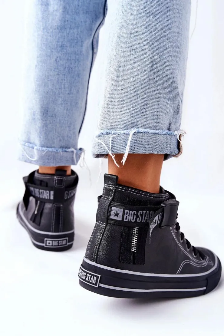 Big Star Shoes Trampki Ocieplane|Trampki Damskie Big Star*Wysokie Ocieplane Trampki Big Star GG274026 Czarne