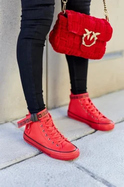 Outlet Big Star Shoes Wysokie Ocieplane Trampki Big Star GG274028 Czerwone