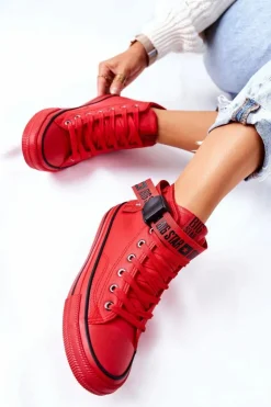 Outlet Big Star Shoes Wysokie Ocieplane Trampki Big Star GG274028 Czerwone