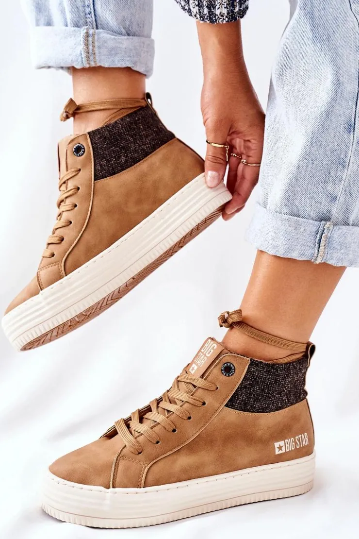 Discount Big Star Shoes Wysokie Ocieplane Trampki Big Star II274145 Camel