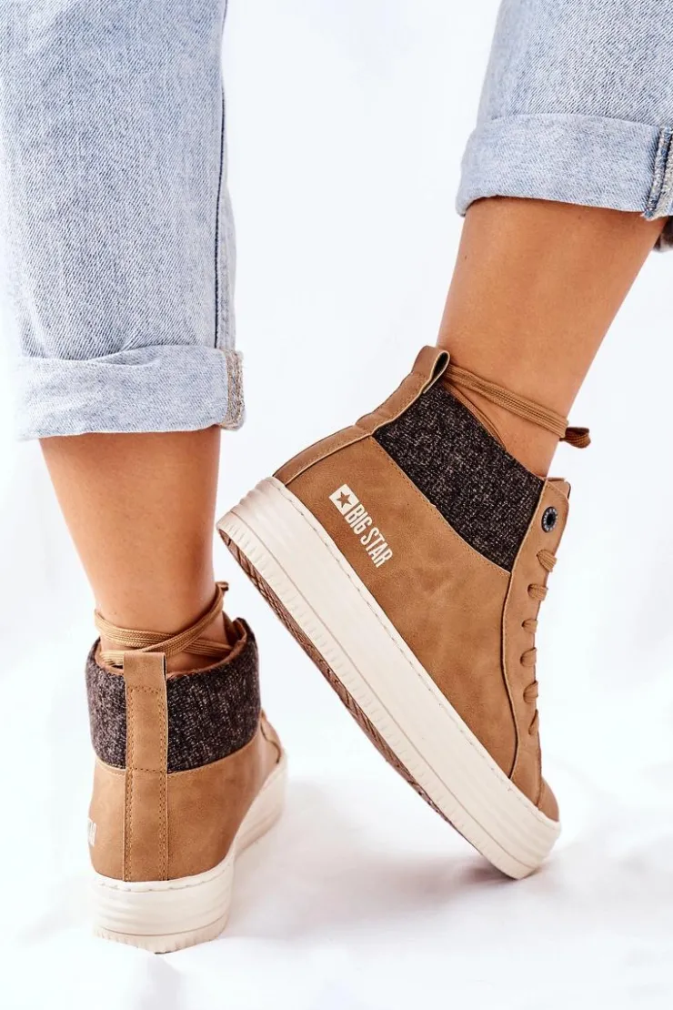 Discount Big Star Shoes Wysokie Ocieplane Trampki Big Star II274145 Camel