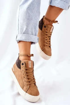 Discount Big Star Shoes Wysokie Ocieplane Trampki Big Star II274145 Camel
