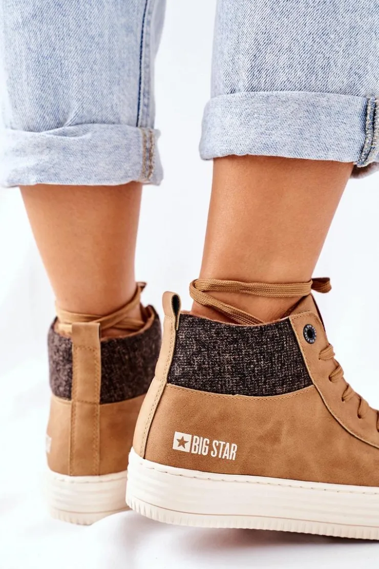 Discount Big Star Shoes Wysokie Ocieplane Trampki Big Star II274145 Camel
