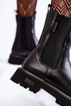 Clearance Big Star Shoes Wysokie Ocieplane Wsuwane Botki Sztyblety Big Star KK274500 Czarne