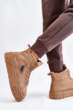 Boto Trampki Ocieplane|Trampki Damskie Wysokie*Wysokie Ocieplane Zamszowe Trampki Beżowe Evren