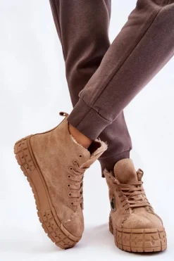 Boto Trampki Ocieplane|Trampki Damskie Wysokie*Wysokie Ocieplane Zamszowe Trampki Beżowe Evren