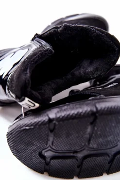 Outlet Boto Wysokie Skórzane Ocieplane Buty Sportowe Czarne Merit