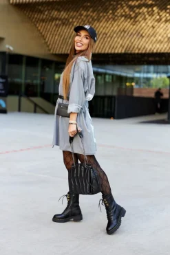 Damskie Boto Wysokie Skórzane Workery Czarne Rockdale