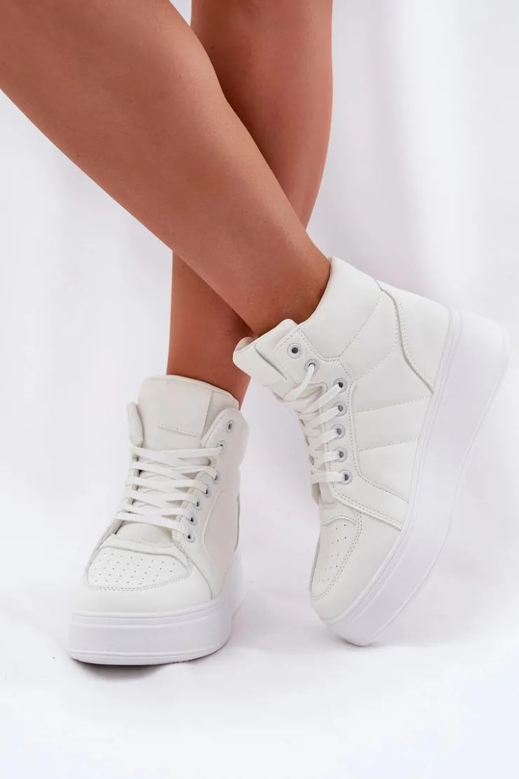 Evento Sneakersy Damskie|Buty Sportowe Na Platformie*Wysokie Sneakersy Damskie Na Platformie Białe Tillive Biały