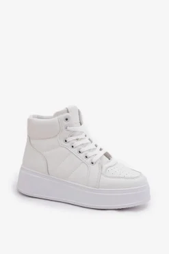 Evento Sneakersy Damskie|Buty Sportowe Na Platformie*Wysokie Sneakersy Damskie Na Platformie Białe Tillive Biały
