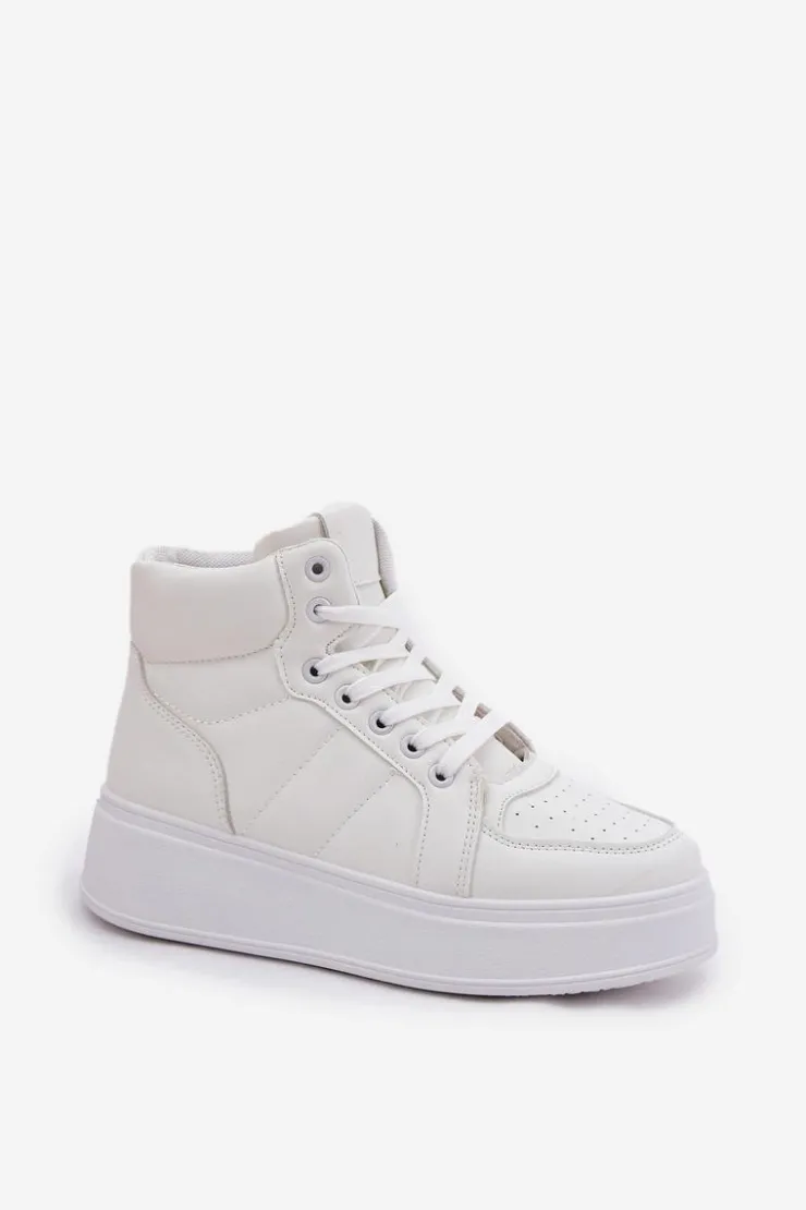 Evento Sneakersy Damskie|Buty Sportowe Na Platformie*Wysokie Sneakersy Damskie Na Platformie Białe Tillive Biały