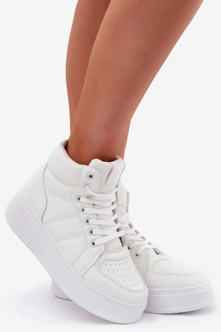 Evento Sneakersy Damskie|Buty Sportowe Na Platformie*Wysokie Sneakersy Damskie Na Platformie Białe Tillive Biały