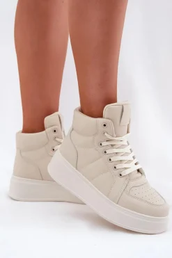 Sale Evento Wysokie Sneakersy Damskie Na Platformie Beżowe Tillive Beżowy