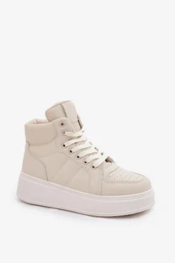 Sale Evento Wysokie Sneakersy Damskie Na Platformie Beżowe Tillive Beżowy