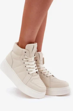 Sale Evento Wysokie Sneakersy Damskie Na Platformie Beżowe Tillive Beżowy