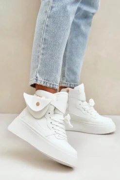 Discount Boto Wysokie Sneakersy Z Saszetką Na Platformie Białe Saramis Biały