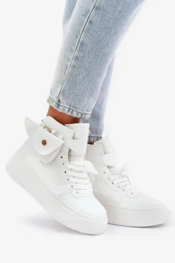 Discount Boto Wysokie Sneakersy Z Saszetką Na Platformie Białe Saramis Biały