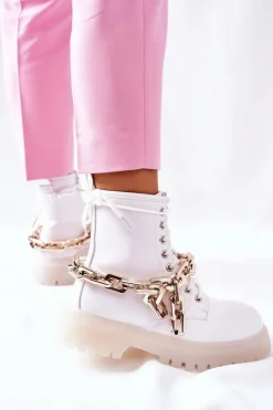 Boto Botki Ocieplane|Botki Zimowe Damskie*Wysokie Stylowe Botki Białe Grail