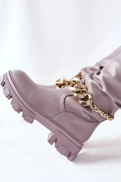 Damskie Boto Wysokie Szare Kozaki Cecina