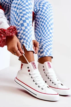 Big Star Shoes Trampki Damskie Big Star|Trampki Damskie Wysokie*Wysokie Trampki Big Star JJ274127 Białe Biały